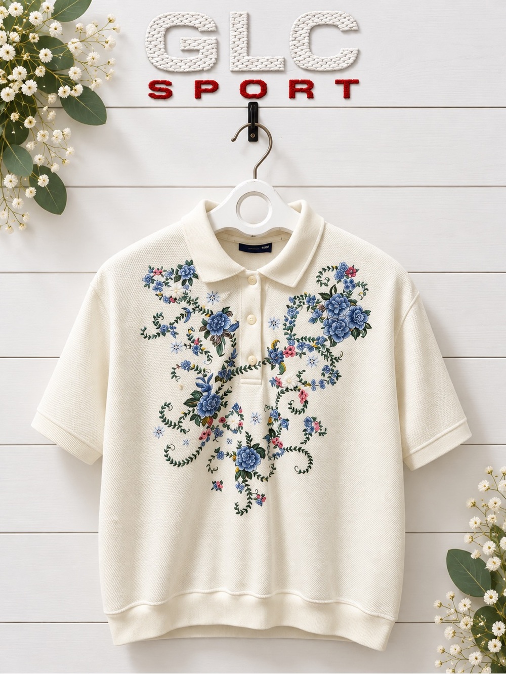 Vintage GLC Sport Floral Embroidered Polo Top – Size 3X